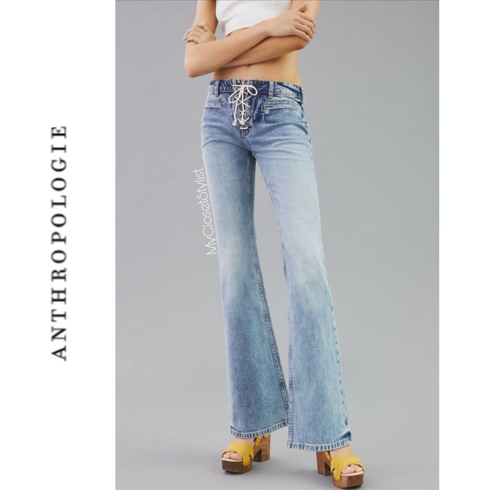 Pilcro LACE-UP Icon Flare Jeans 28 NEW Anthropologie NWT